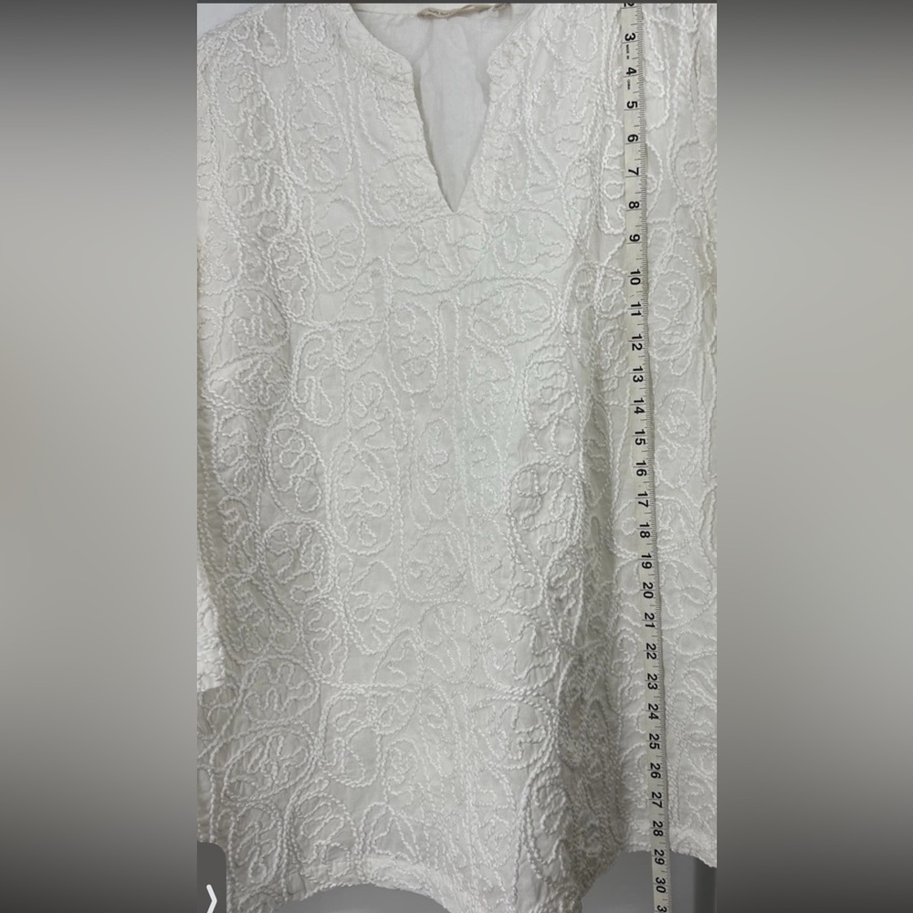 Soft Surroundings Split Neck Top 2X White Embroidered  Lined Boho Peasant Career - Picture 12 of 14